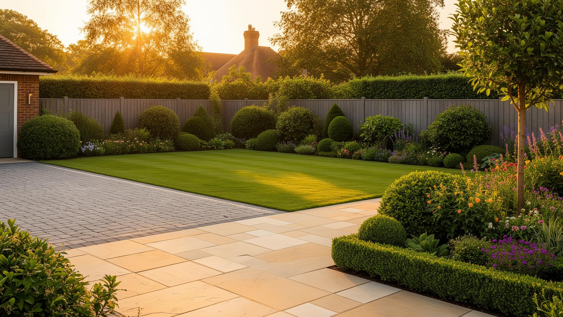 Hertfordshire property with a newly landscaped garden and sandstone patio