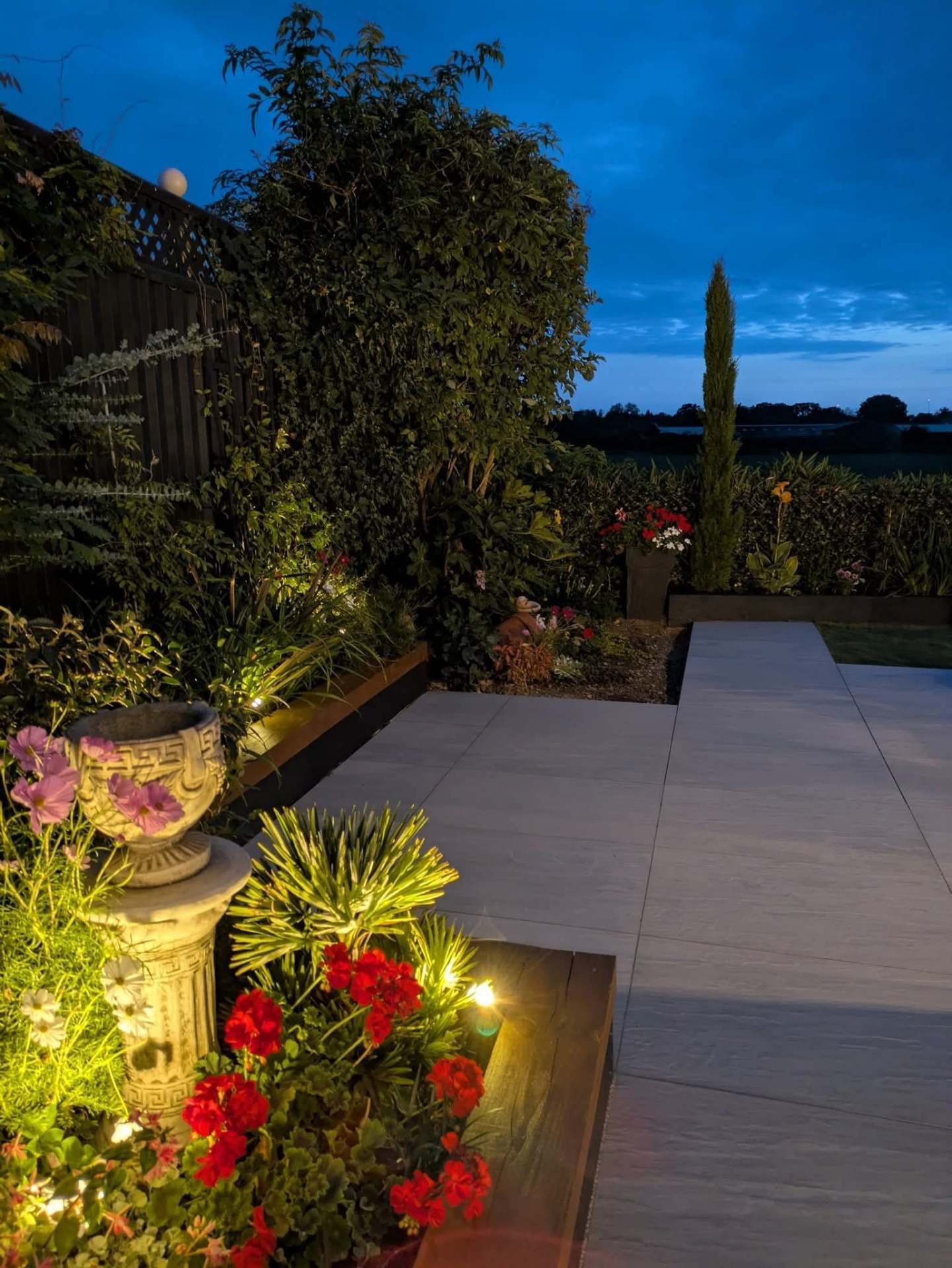 Illuminated Evening Patio & Planting
